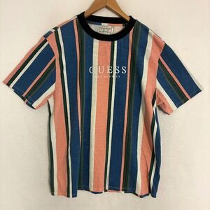Guess Shirt Mens L Short Sleeve Striped Streetwear Skater Hip Hop Y2K